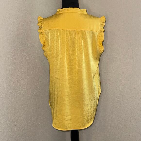 DKNY Sleeveless Ruffle Blouse Women's Medium Yellow No Size Tag - Picture 3 of 6